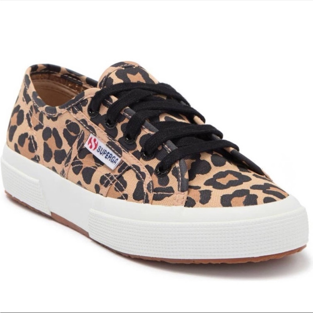 Superga Women's 2750 Cotu Classic Sneaker Leopard Print Lace Up Size 7.5 US EUC